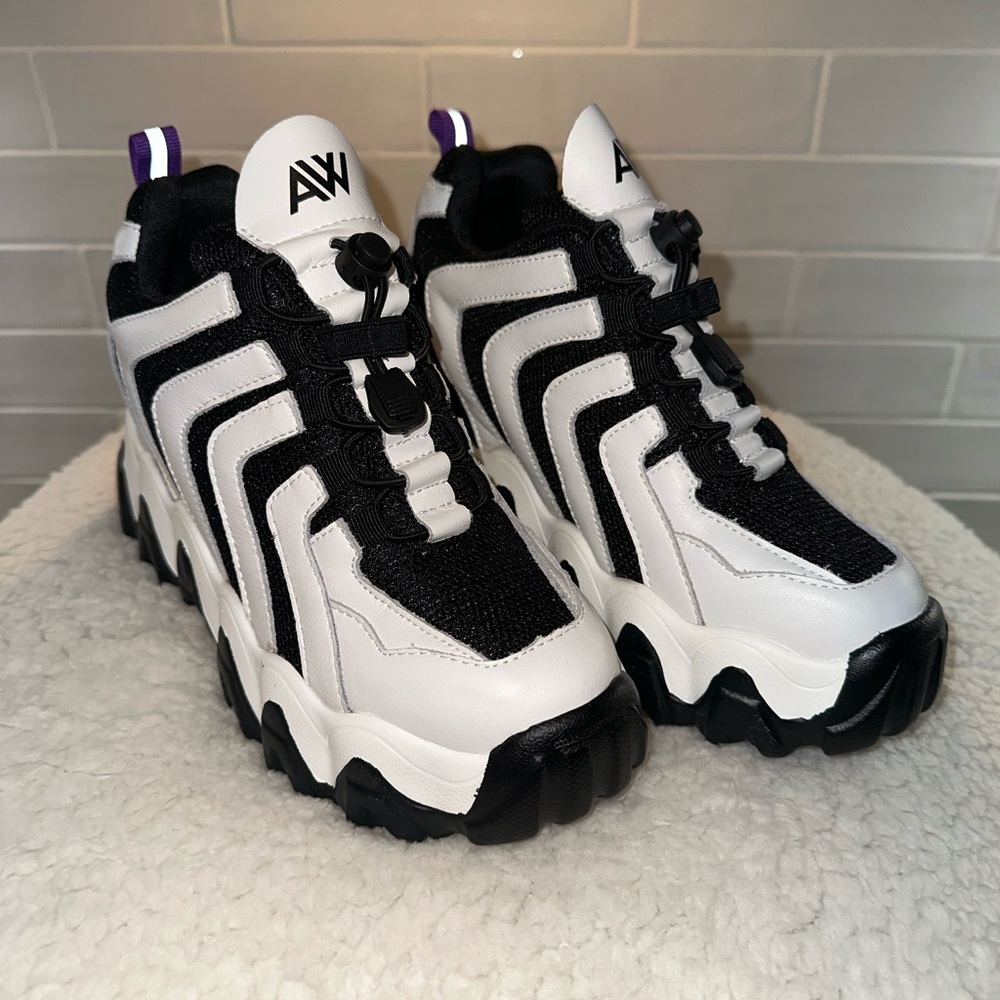 Black Chevron Blackberry Platform Sneakers